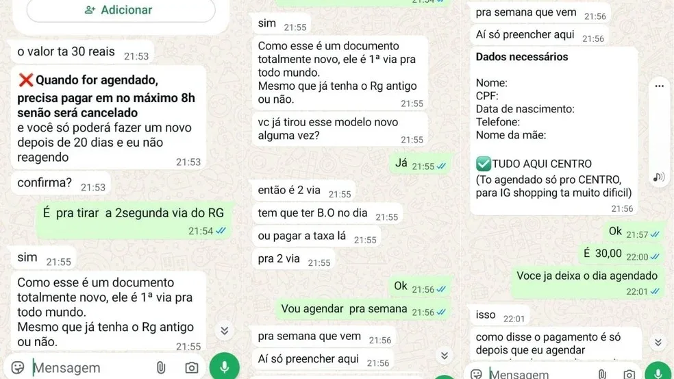 Venda de agendamento da nova Identidade Nacional — Foto: Acervo Pessoal